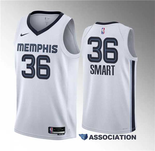 Men%27s Memphis Grizzlies #36 Marcus Smart White 2023 Draft Association Edition Stitched Basketball Jersey